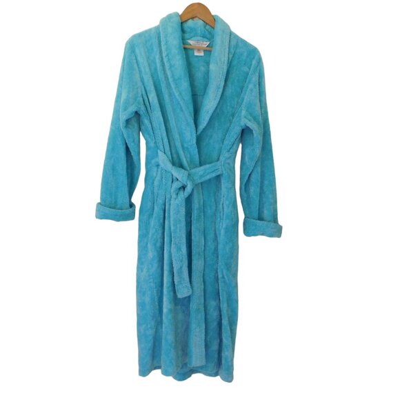 Other - NEW Heavyweight Chenille Robe Blue Wrap Attached Tie Pockets Size Large